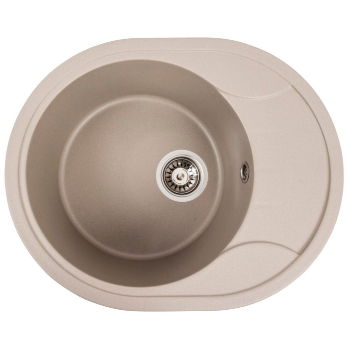 Valeso Onyx 5847 Titan — oval inset kitchen sink 58 cm with drainer