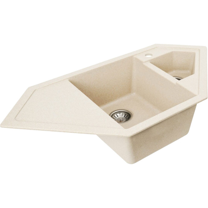 Valeso 9950 Pandora Safari – trapezoidal kitchen sink with 2 bowls made of porcelain granite