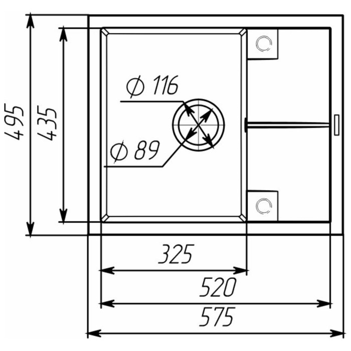 Valeso Reyna 5850 Safari — inset granite kitchen sink 58 cm in beige tones