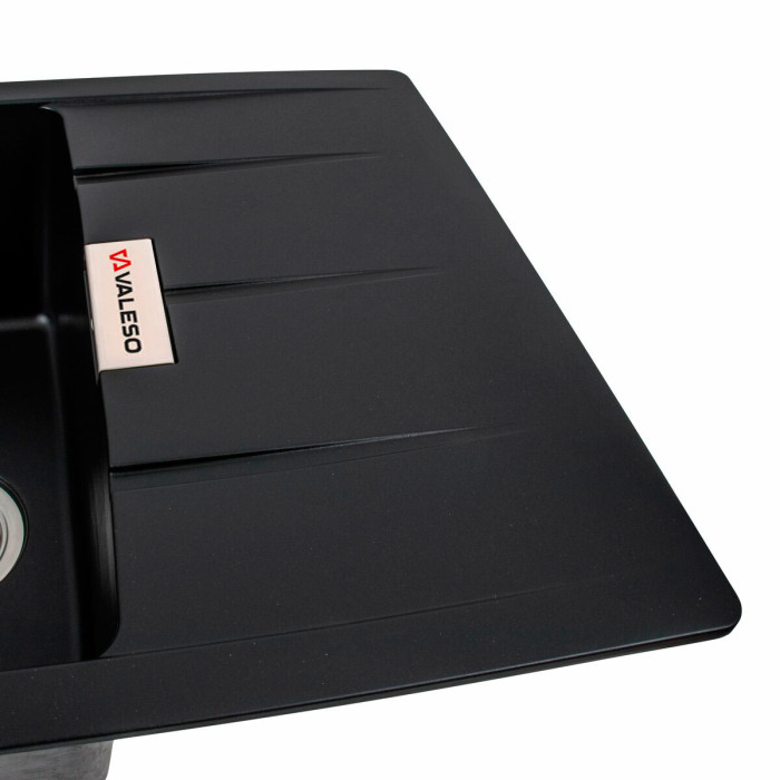 Valeso Roma 7850 black - composite sink 78 cm wide with spacious bowl and wing