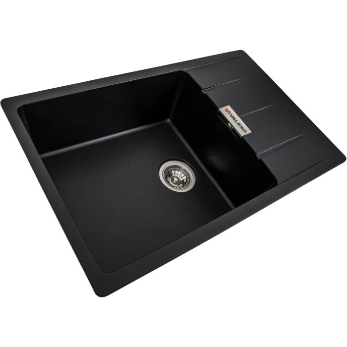 Valeso Roma 7850 black - composite sink 78 cm wide with spacious bowl and wing