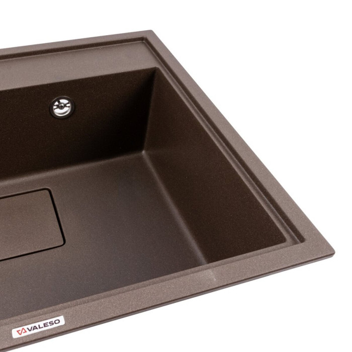Valeso Sherlit 6050 dark rock - flush-mount kitchen sink 60 cm with hidden drain