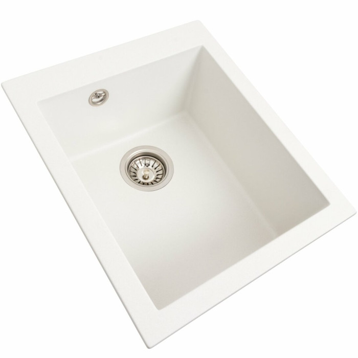Valeso Sokil 4150 snow white - 41 cm composite inset sink for kitchen countertop