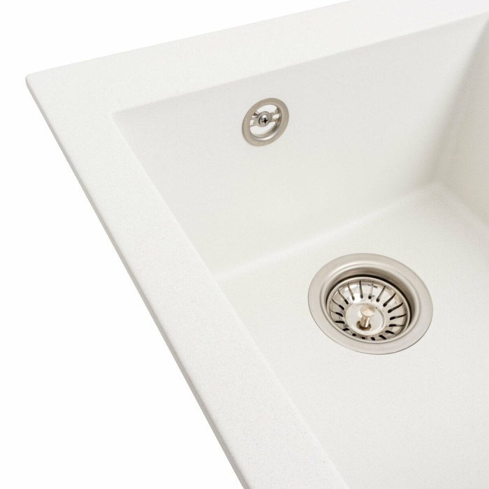Valeso Sokil 4150 snow white - 41 cm composite inset sink for kitchen countertop