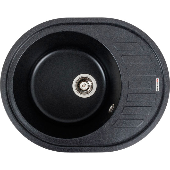 Valeso Soul 6250 carbon - 62 cm quartz oval sink with dish platform