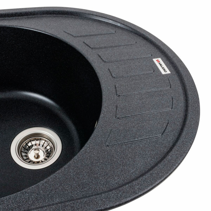 Valeso Soul 6250 carbon - 62 cm quartz oval sink with dish platform