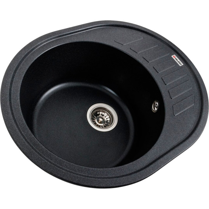 Valeso Soul 6250 carbon - 62 cm quartz oval sink with dish platform