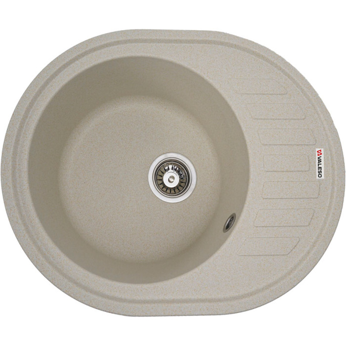 Valeso Soul 6250 sand - deep ceramic granite oval kitchen sink 62/50 cm