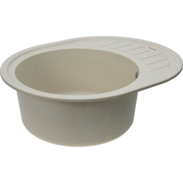Valeso Soul 6250 sand - deep ceramic granite oval kitchen sink 62/50 cm