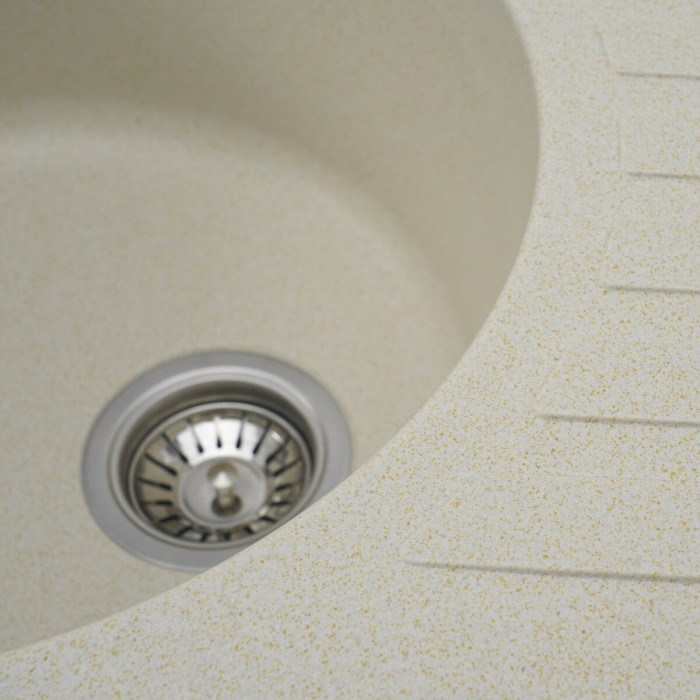 Valeso Soul 6250 sand - deep ceramic granite oval kitchen sink 62/50 cm