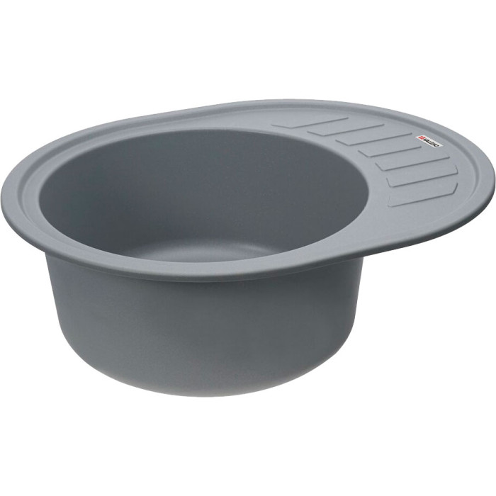 Valeso Soul 6250 gray metallic - 62/50 cm oval granite sink for kitchen countertop