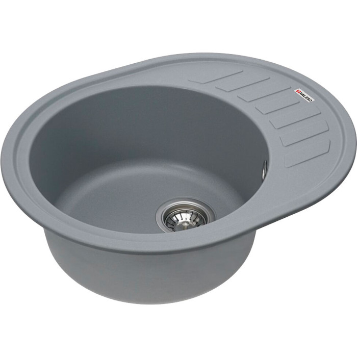 Valeso Soul 6250 gray metallic - 62/50 cm oval granite sink for kitchen countertop