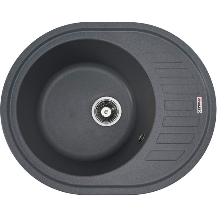 Valeso Soul 6250 gray monsoon - 62/50 cm oval quartz inset sink for countertop