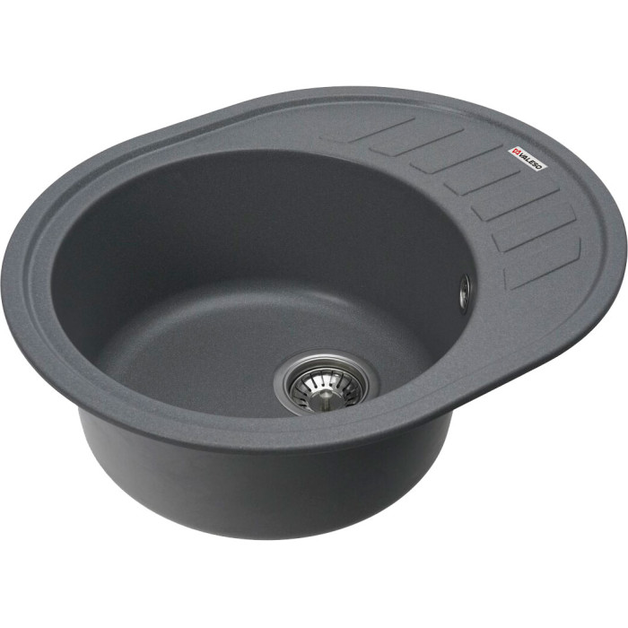 Valeso Soul 6250 gray monsoon - 62/50 cm oval quartz inset sink for countertop