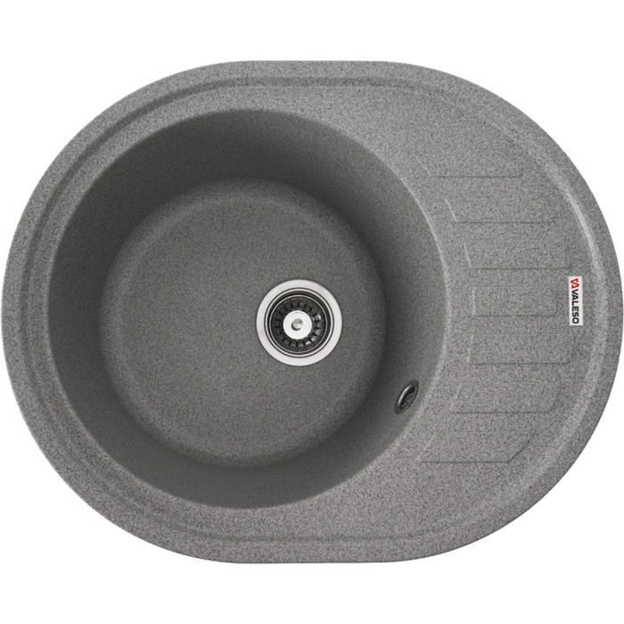 Valeso Soul 6250 gray - 22 cm deep built-in oval kitchen sink with wing