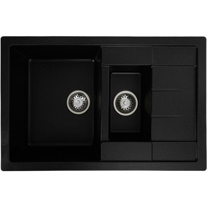 Valeso Toskana 7850W черный металлик - мойка на полторы чаши шириной 78 см матовый гранит