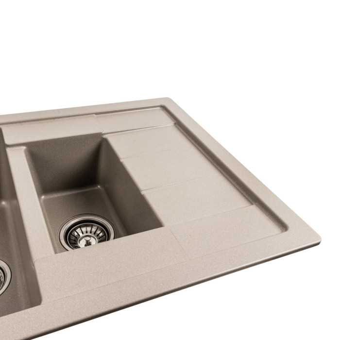 Valeso Toskana 7850W титан - мойка встраиваемая кухонная 78 см на две чаши с сушилкой