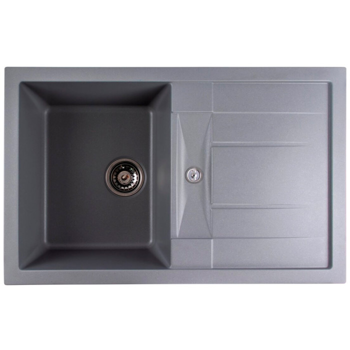 Valeso Troya 7850 Grey Metallic – 78 cm inset kitchen sink with drainer