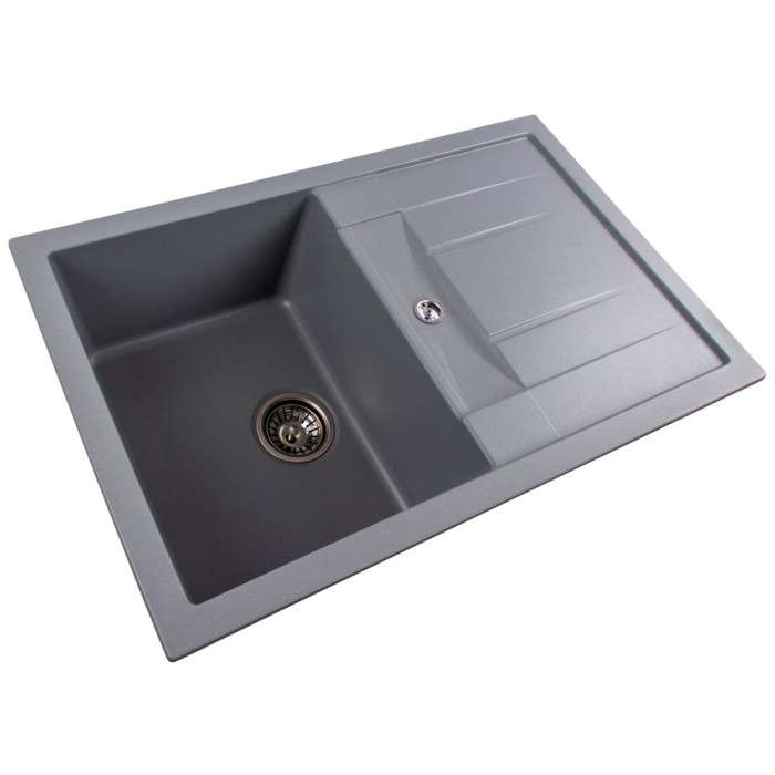 Valeso Troya 7850 Grey Metallic – 78 cm inset kitchen sink with drainer