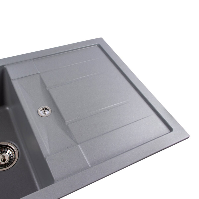 Valeso Troya 7850 Grey Metallic – 78 cm inset kitchen sink with drainer