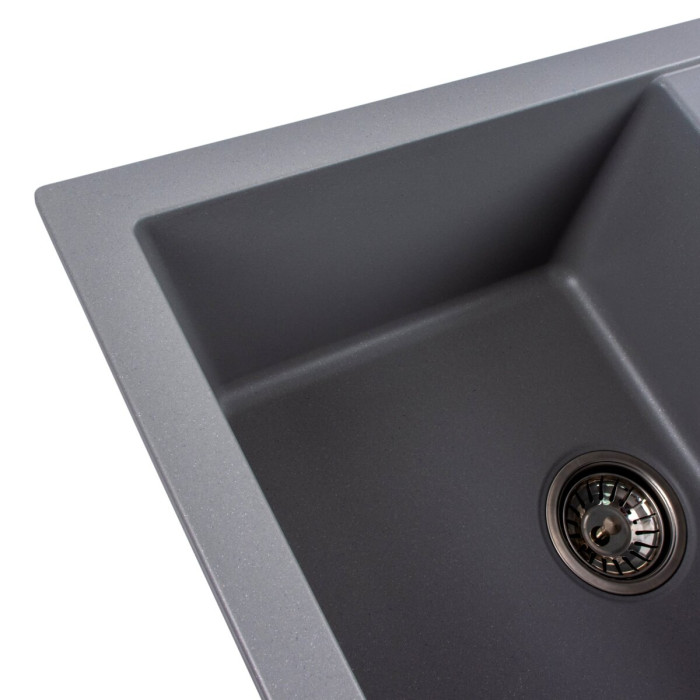 Valeso Troya 7850 Grey Metallic – 78 cm inset kitchen sink with drainer