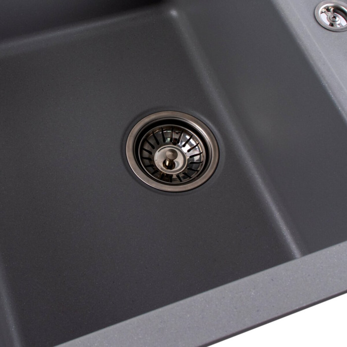 Valeso Troya 7850 Grey Metallic – 78 cm inset kitchen sink with drainer