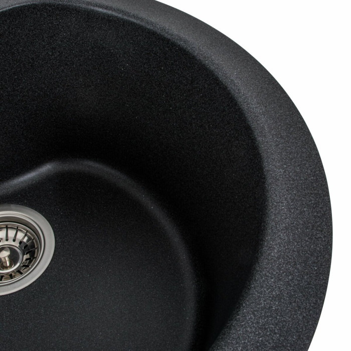Valeso Turas 480 carbon - round quartz sink for built-in kitchen countertop installation