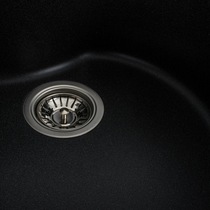Valeso Turas 480 carbon - round quartz sink for built-in kitchen countertop installation