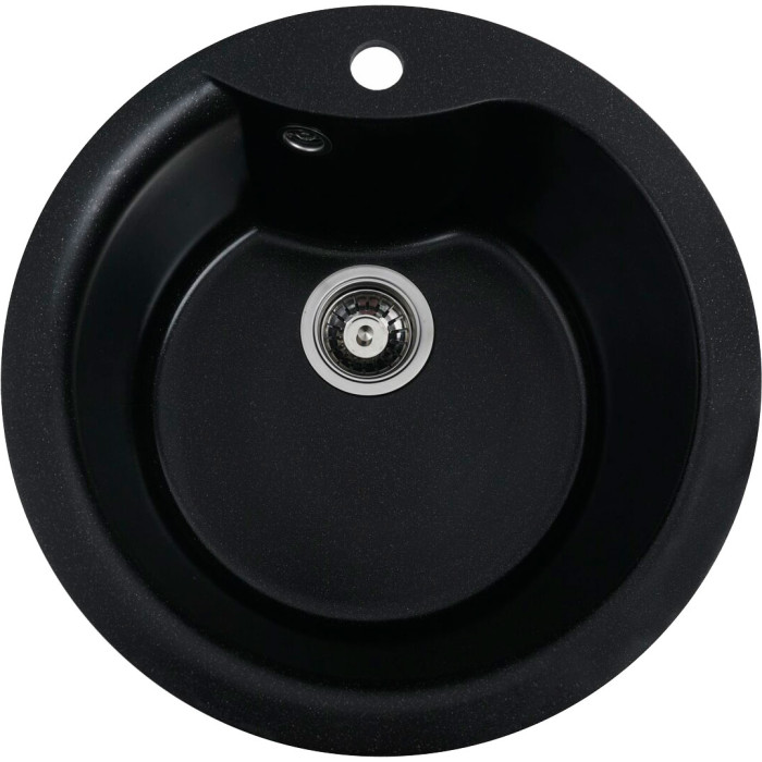 Valeso Turas 480 black metallic - 48 cm round sink integrated into countertop with deep bowl