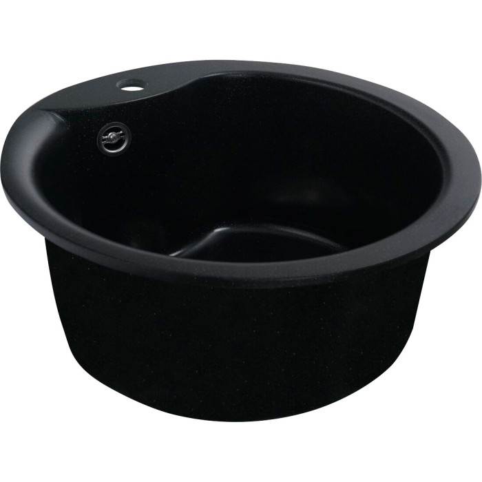 Valeso Turas 480 black metallic - 48 cm round sink integrated into countertop with deep bowl