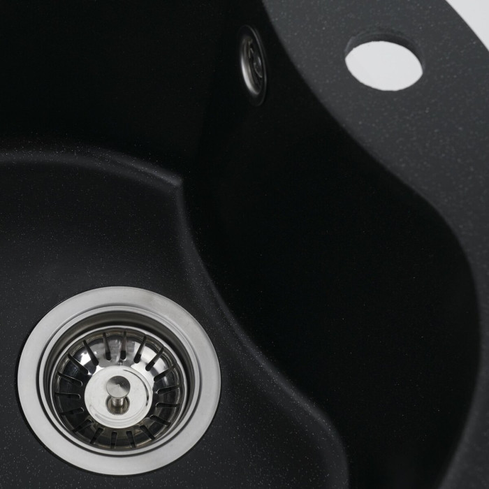 Valeso Turas 480 black metallic - 48 cm round sink integrated into countertop with deep bowl