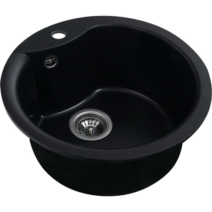 Valeso Turas 480 black metallic - 48 cm round sink integrated into countertop with deep bowl