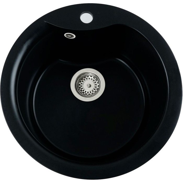 Valeso Turas 480 black - 48 cm round sink for built-in kitchen countertop installation
