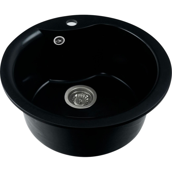 Valeso Turas 480 black - 48 cm round sink for built-in kitchen countertop installation