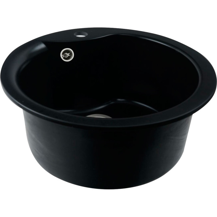 Valeso Turas 480 black - 48 cm round sink for built-in kitchen countertop installation