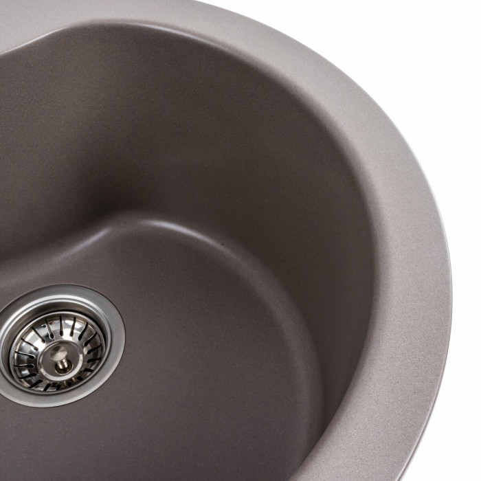 Valeso Turas 480 dune - 48 cm round ceramic granite sink for kitchen countertop