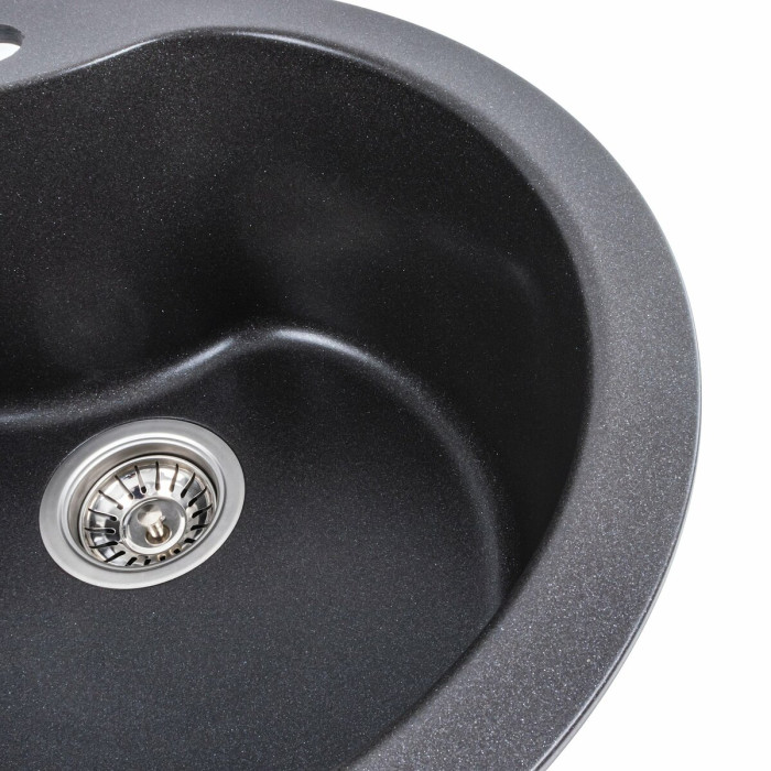 Valeso Turas 480 morion - 48 cm round inset granite kitchen sink, matte