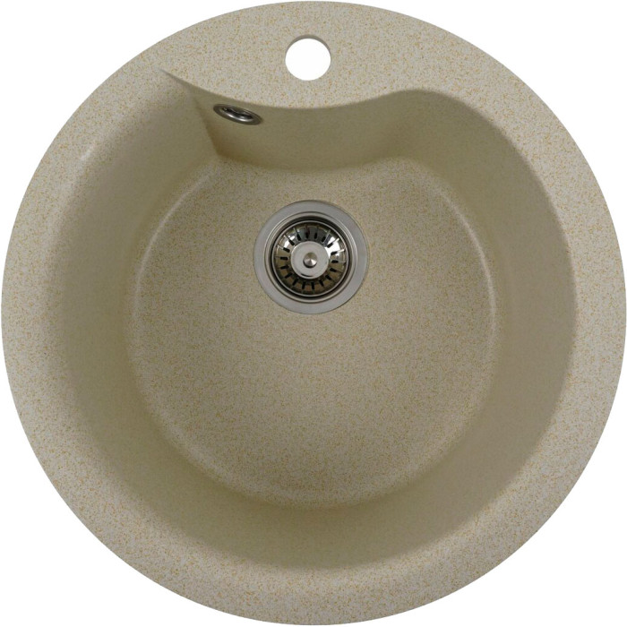 Valeso Turas 480 sand - round granite sink for built-in kitchen countertop installation