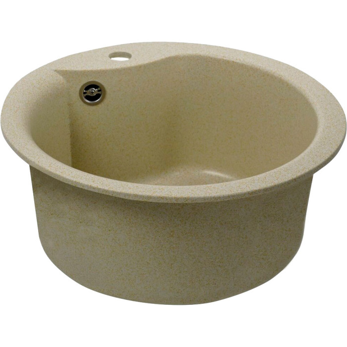 Valeso Turas 480 sand - round granite sink for built-in kitchen countertop installation