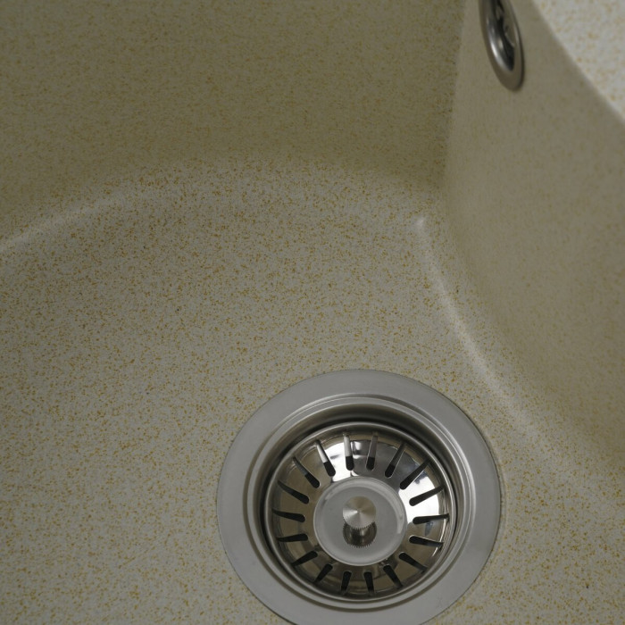 Valeso Turas 480 sand - round granite sink for built-in kitchen countertop installation
