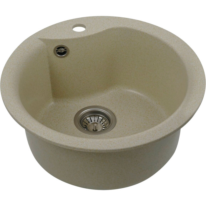 Valeso Turas 480 sand - round granite sink for built-in kitchen countertop installation