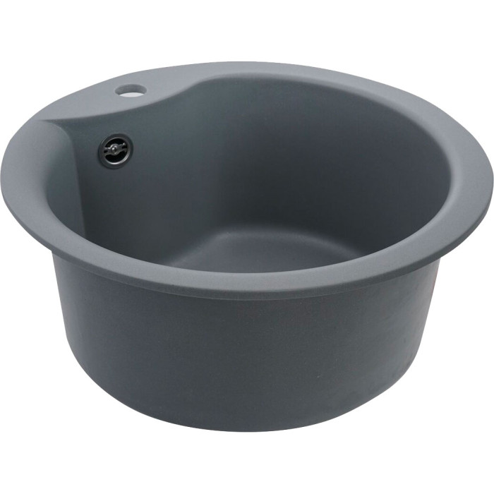 Valeso Turas 480 gray metallic - deep inset sink, 48 cm diameter, made of artificial stone