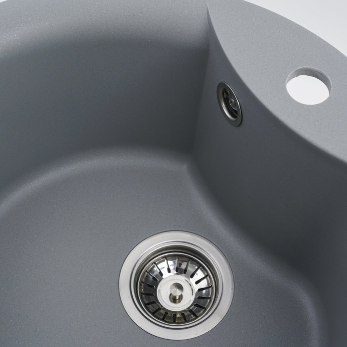 Valeso Turas 480 gray metallic - deep inset sink, 48 cm diameter, made of artificial stone