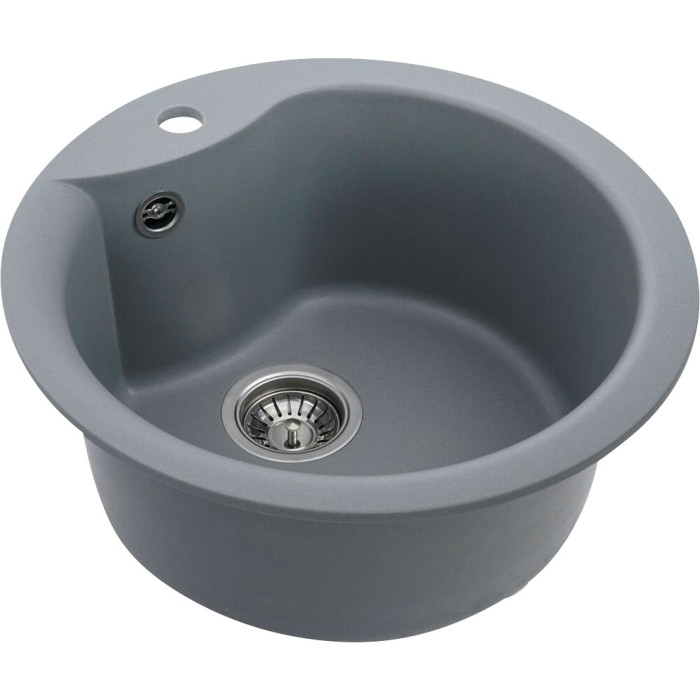 Valeso Turas 480 gray metallic - deep inset sink, 48 cm diameter, made of artificial stone