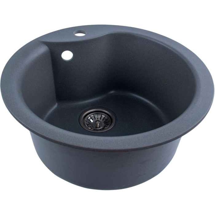 Valeso Turas 480 gray monsoon - round built-in kitchen sink made of artificial granite