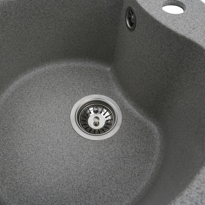 Valeso Turas 480 gray - composite built-in round sink for kitchen countertop