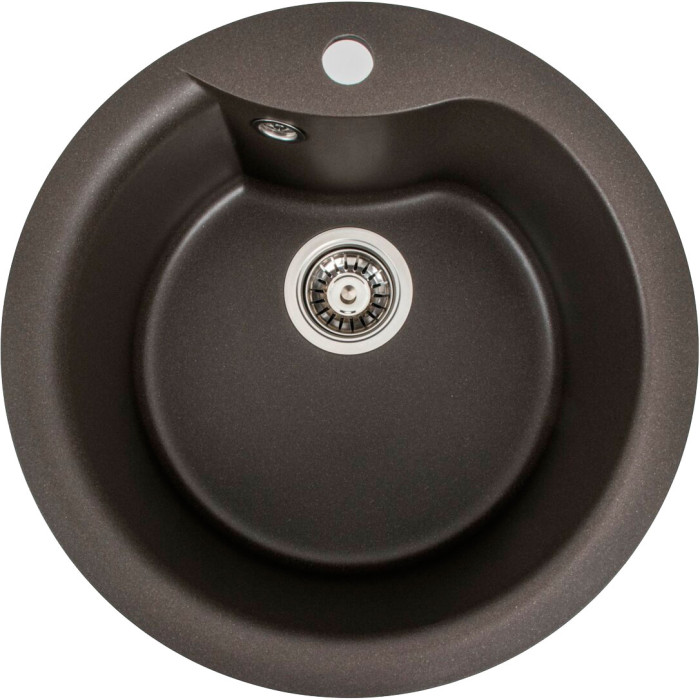 Valeso Turas 480 dark rock - round ceramic granite inset sink for kitchen