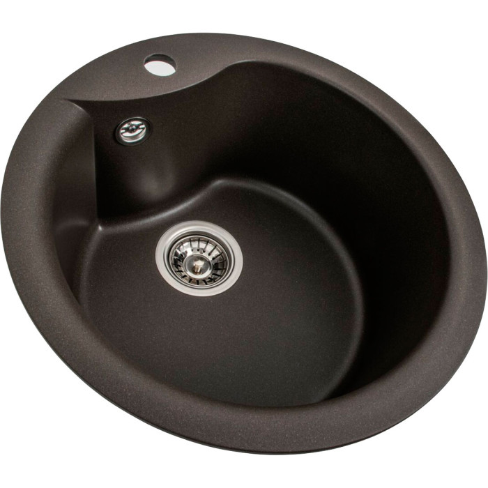 Valeso Turas 480 dark rock - round ceramic granite inset sink for kitchen