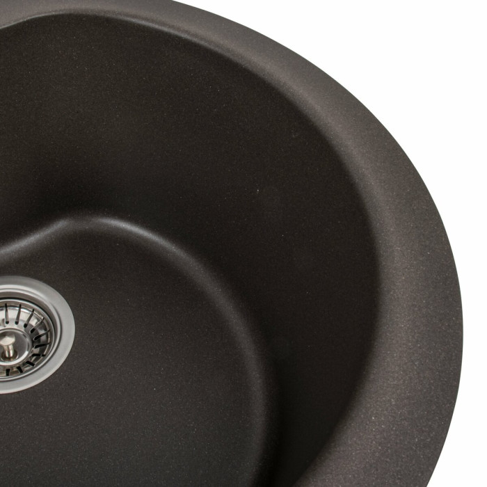 Valeso Turas 480 dark rock - round ceramic granite inset sink for kitchen