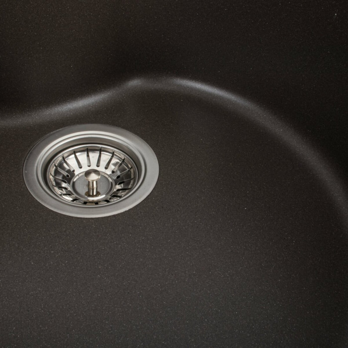 Valeso Turas 480 dark rock - round ceramic granite inset sink for kitchen